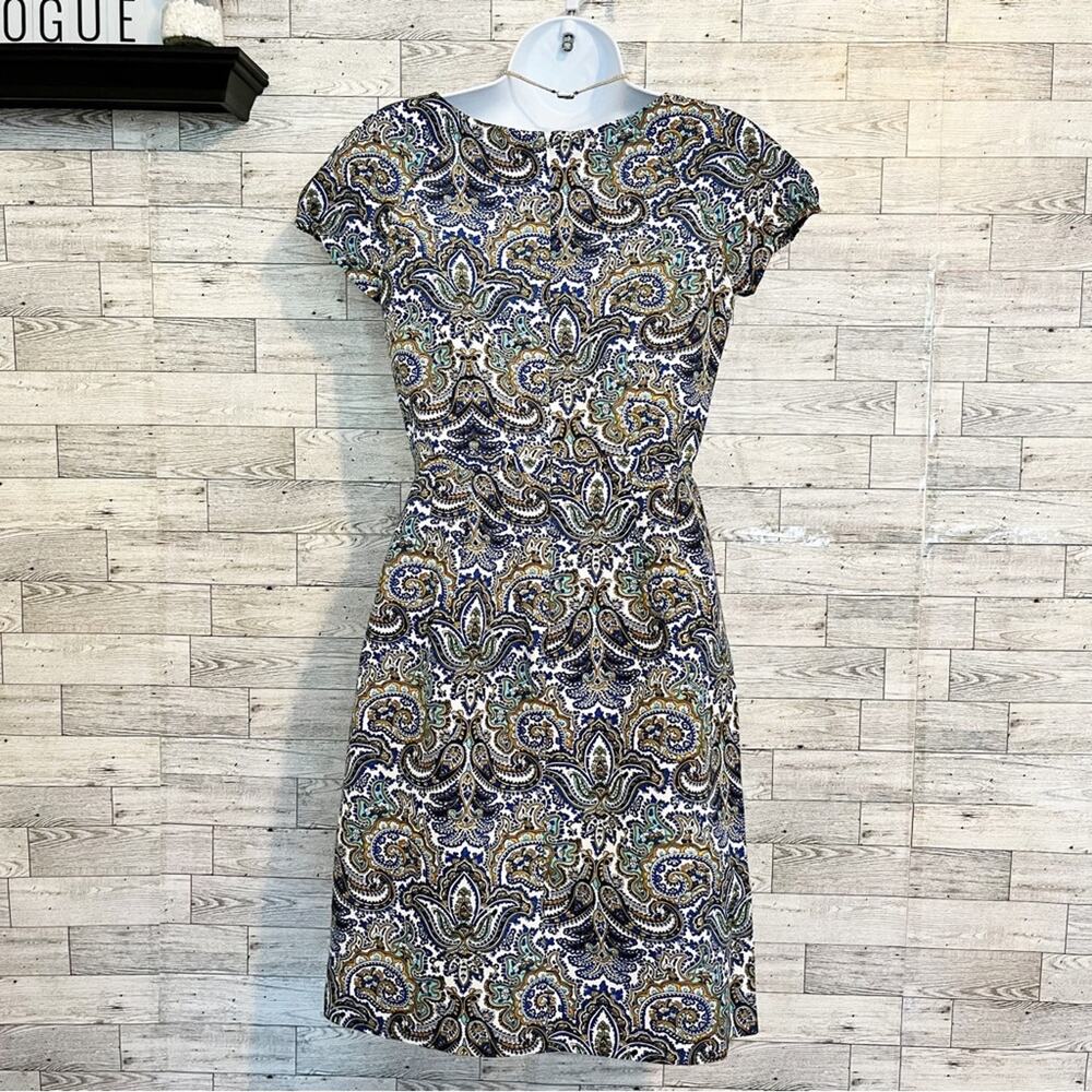 J.Crew Dolores Paisley Silk Blend Sheath Dress 00 NWOT - Picture 6 of 8